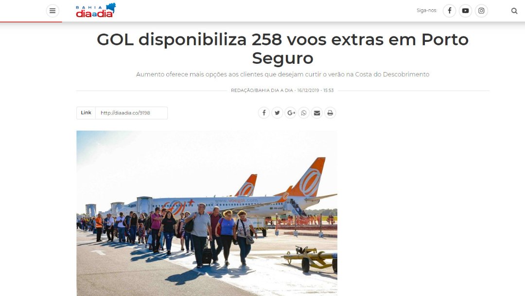 GOL disponibiliza 258 voos extras em Porto Seguro
